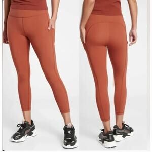 Athleta Ulimate Capri Stash Pocket 7/8 Tights Leggings Oxford Rust Size XS